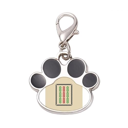 DIYthinker?Mahjong Bar 9 Tiles Pattern Pet Tag Keychain Dog Cat ID