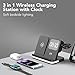 SPGUARD Wireless Charger,4 in 1 Wireless Charger Station with alarm clock for iPhone 16/15/14/13/12Series,iWatch Series 10/9/8 etc, ultra2/1(Black)