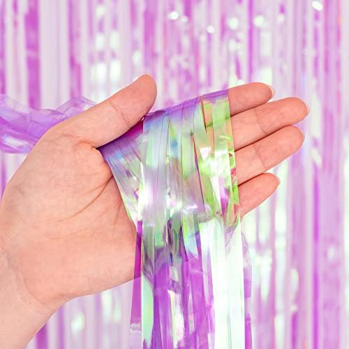 2PCS Rose Gold Foil Fringe Curtain Girls Party Backdrop Decorations - BRAVESHINE 3.2x8.2ft Tinsel Curtains Glitter Photo Booth Props for Birthday Valentines Hen Do Wedding Bridal Shower Wall Streamers