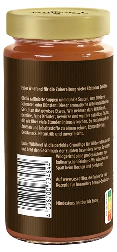 Escoffier - Wildfond , Tafelfertiger Fond zur Zubereitung verschiedener Wild-Gerichte , Ohne Geschmacksverstärker, Farbstoffe oder Palmfett , Gluten und laktosefrei , 1 x 400 ml