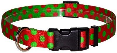 Christmas Polka Dot Dog Collar - Size Small 10" to 14" Long - Made In The USA