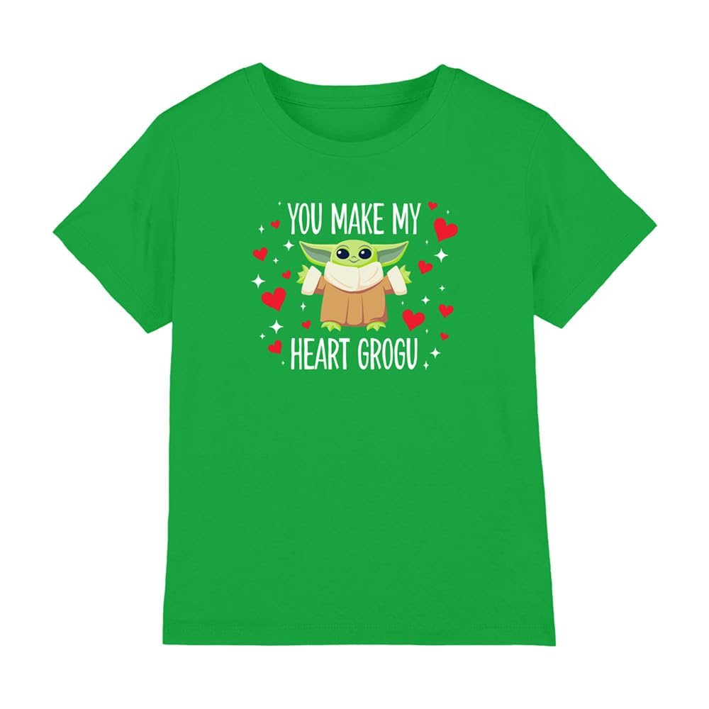 Star Wars You Make My Heart Grogu Kids T Shirt, Kelly Green, 12-13Y