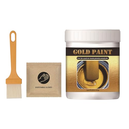 Générique Peinture Dorée Métallisée – Finition Liquide À Base D'eau 300 G, Revêtement Pigmenté Riche, Texture À Séchage Rapide | Peinture De Brillante Pour Quincaillerie De Meubles En Bois, Cadr