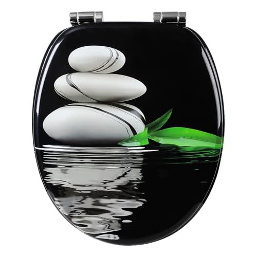 WOLTU Premium WC-Sitz Toilettensitz mit Absenkautomatik, MDF Holzkern, Softclose Scharnier, Desgin Décor Oval