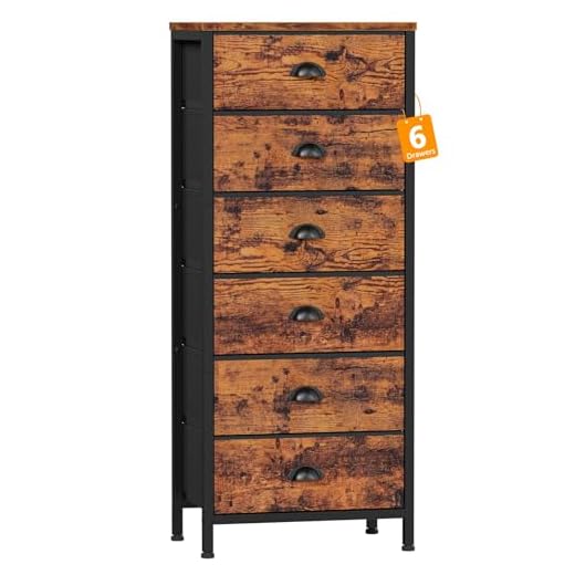 Industrial 6 Drawer Tall Dresser Table