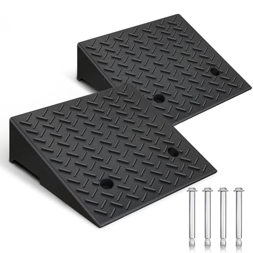 Wadiqiu Rubber Curb Ramp 2 Pack 6 Rise Height 11023Ibs Capacity Driveway Ramps 18.9 L x 18.9 W Capacity Threshold Ramps Suitable for Cars wheelchairs Scooters Lawn mowers