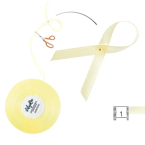 Image of Light Yellow Ribbon 1 /4 Inches 36 Yards Satin Roll Perfect for Scrapbooking Art Wreath, Corset, Floral Birthday, Wrapping Christmas Projects Pale