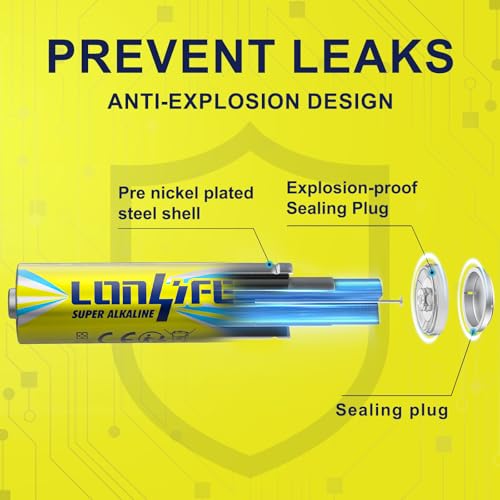 LONLIFE Double A Batteries,100 Pack Alkaline Double A Batteries,AA Alkaline High-Performance Batteries, Leakproof 1.5v Batteries,10-Year Shelf Life — view 3