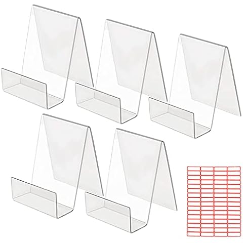 5 Pcs Sign Holder Stand Clear Acrylic for Leaflet Book Menu Poster Brochure Magazine Table Sign Display Stand Tag for Restaurant Coffee Shop Bookstore, etc Cover
