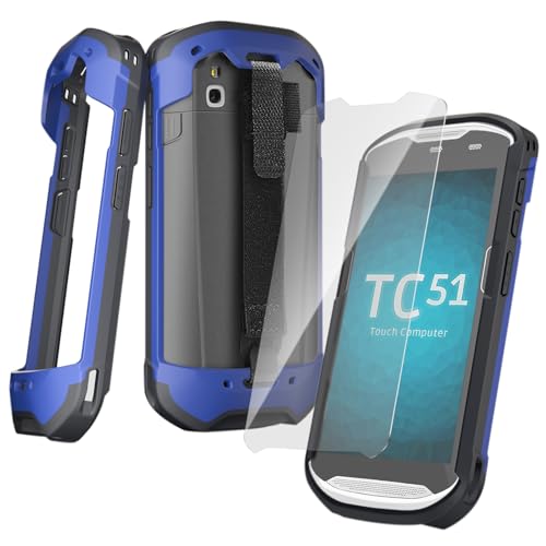mewgulf Upgraded Protective Case for Zebra TC51 TC52 TC56 TC57 TC510K Rugged Boot Case Cover for Zebra Scanner TC52x TC57x TC52ax with Hand Strap & Tempered Glass (Blue) by mewgulf - Used condition - US$15.79
