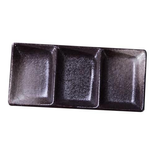 Unomor Dish Soy Dipping Bowls Compartment Sauce Dish Tomatoes Paste Wasabi Bowl Porcelain Sauce Bowl Sauce Cup Side Sauce Dishes Appetizer Black Tray Condiment Plate Ceramics