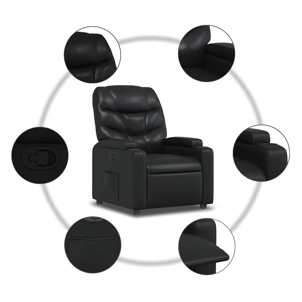 Relaxsessel mit Liegefunktion Kunstleder Schwarz Fernsehsessel