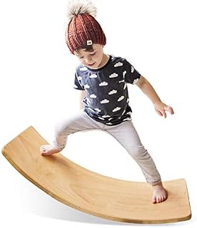 HAN-MM Wooden Wobble Balance Board Waldorf Toys Balance Board Kid Yoga Board Curvy