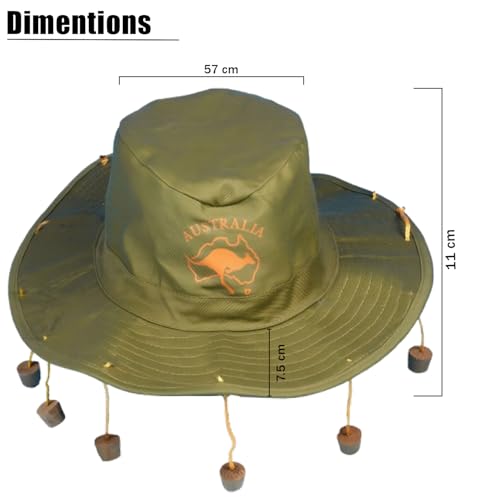 MAKI FASHIONS Australian Cork Hat for Fancy Dress – Funny Aussie Bush Hat with Dangling Corks – Outback Style Costume Accessory for Australia Day, Parties, Festivals & Novelty Events
