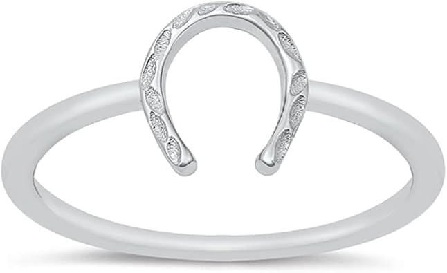 CloseoutWarehouse Sterling Silver Hammered Horseshoe Ring