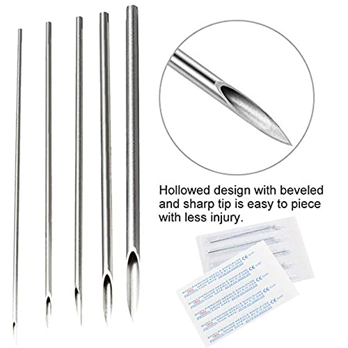 Ear Nose Piercing Needles - Prgislew 50Pcs Mixed Piercing Needles 12G 14G 16G 18G and 20G Hollow Needles for Piercing Ear Nose Navel Nipple Lip Piercing Kits Piercing Tools Piercing Supplies - Thumbnail 2