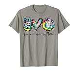 Peace Love Softball Player Tie Dye Softball Lovers Funny T-Shirt