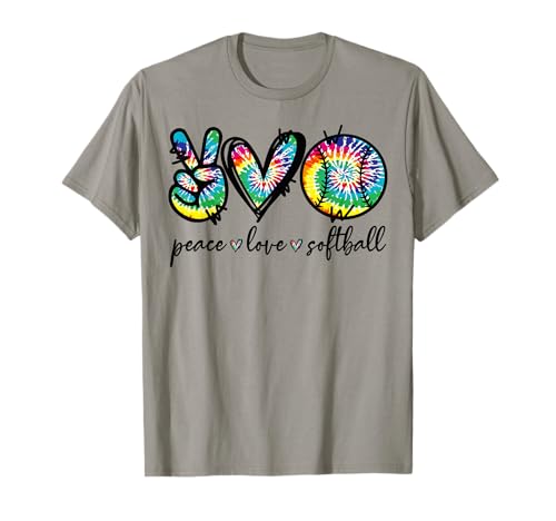 Peace Love Softball Player Tie Dye Softball Lovers Funny T-Shirt