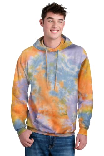 Port & Co Crystal Tie Dye Pullover Hoodie, Sherbet Colorburst, M