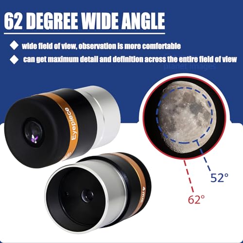 Svbony Barlowlinse 5X mit Okular Teleskop 4mm, Aluminiumlegierung Barlow und 62 Grad Weitwinkel Okular,1,25 Zoll Full Multi Coated Teleskop Zubehör für Planetenbeobachtung