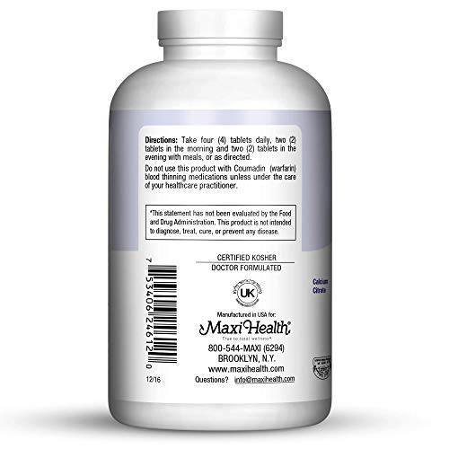 Maxi-Health Cal-M-D - Calcium Citrate - With Vitamins K2, D3 And Magnesium, Tablets, Kosher (120) #TOP2