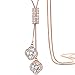 Z-Jeris Women's Crystal Flower Jewelry Tassel Pendant Long Chain Necklace (Rose Gold)