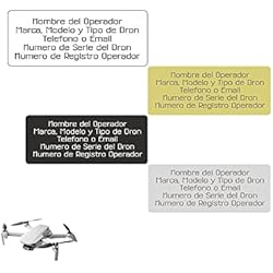 Placas identificativas para drones. Matrícula Personalizada de chapa para todos los modelos de drones. Con adhesivo 3M en su parte posterior.