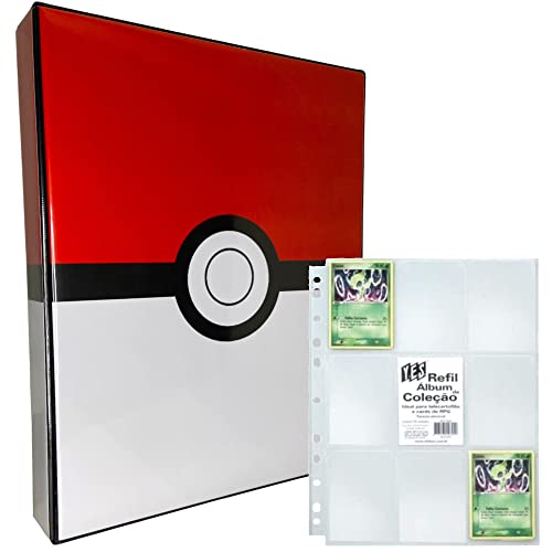 Álbum Pokémon Fichário para Cards Pokebola + 10 folhas plásticas de 9 bolsos YES