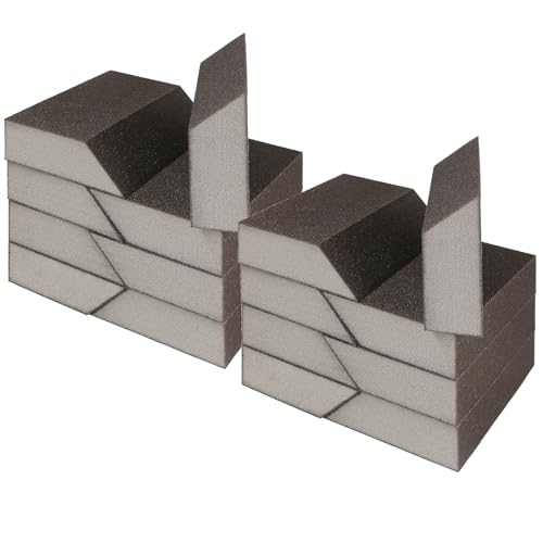 120 Grit Angled Sanding Blocks, Jamiikury Fine Sponge Sand Block Washable and Reusable, Wet & Dry Sandpaper Block for Wood Metal Drywall and Furniture Paint - Pack of 16 by Jamiikury - Used condition - US$12.94