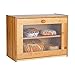 HOSEN Extra Large Bread Box ï¼ŒBamboo Bread Boxes with Clear Windowï¼ŒBread Storage Bin,Bread Box For Kitchen Countertop,Farmhouse Style Bread Holder (16Ã—6.7Ã—12â€)