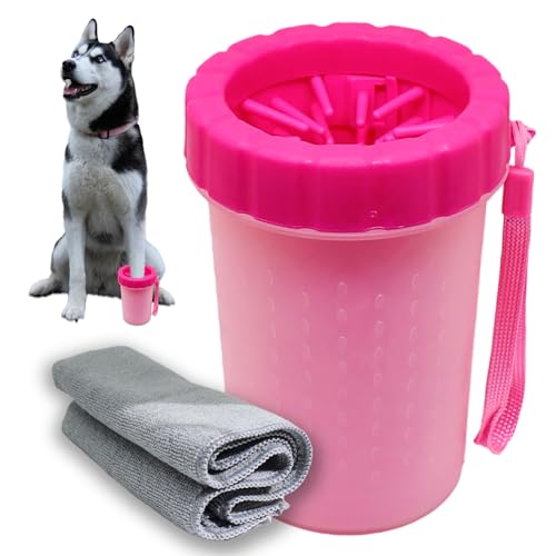 CLEANER Pulisci Zampe Cane Taglia Grande e Piccola Con Asciugamano - Lava Zampe 2 in 1 Spazzola per Bagnetto, Pedicure e Pulizia