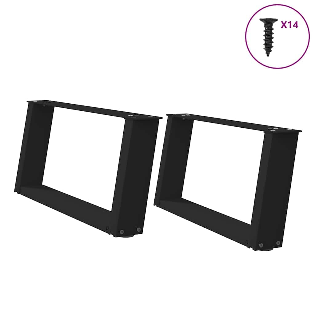 Gambe per tavolino 2 pezzi a forma di U 60 x (30-31) cm in acciaio nero