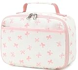 LEDAOU Lunch Box Kids Girls Boys Cute Insulated Lunch Box Reusable Lunch Bag Meals Tote Lunchbox for School Picnic Travel (Pink Bow)