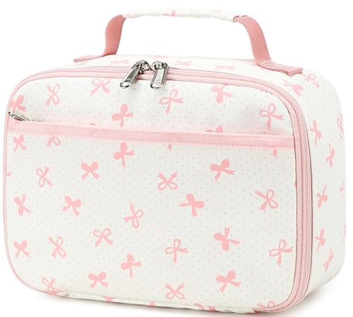 LEDAOU Lunch Box Kids Girls Boys Cute Insulated Lunch Box Reusable Lunch Bag Meals Tote Lunchbox for School Picnic Travel (Pink Bow)