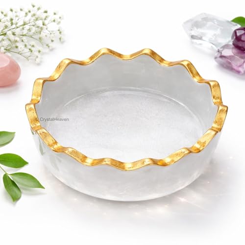 Image of Crystal Heaven Money Bowl with Golden Rim - Selenite Money Magnet Bowls
