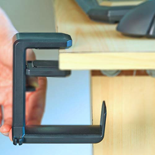 Soporte Universal para Auriculares, Gancho Organizador de Montaje, Diseño Bajo Escritorio | Ideal para Auriculares de PC Gaming, con Brazo Ajustable y Giratorio, Clip Integrado para Gestión de Cables miniatura 2