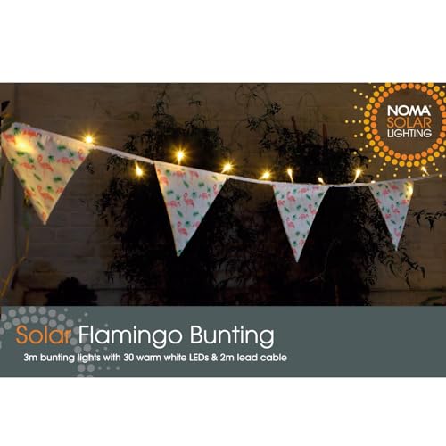 Noma Solar Flamingo Bunting, 2.9 m (Pack of 1), Pink/White