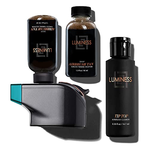 Luminess Breeze Airbrush Tanning Solution Upgrade Kit, Deep Tan – Self Tanner Kit Includes Tanning Stylus, 2X Tanning Solution - Long-Lasting, Buildable, Flawless Tan #TOP22