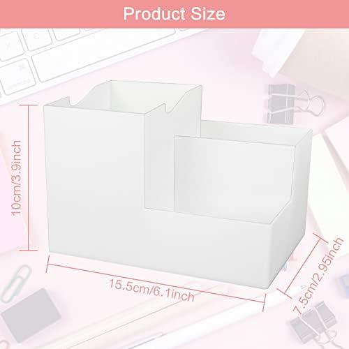 2 PCS Desk Tidy Organiser Pen Pots Desk Organisers Pencil Holders Desk Tidy Multifunctional Saving Space Desk Stationary Organiser For Organizing Stationery Card Home Office School Supplies White