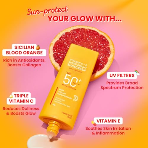 Generic Vitamin C and E Sunscreen, SPF 50+++, Water-Light Formula, No White Cast, 50g