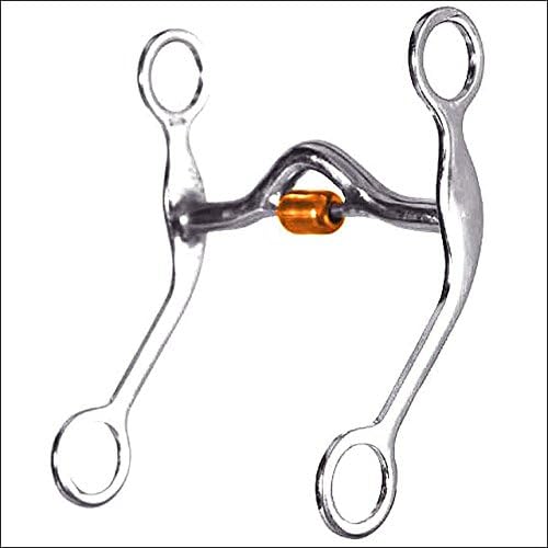 HILASON 5" X 6-1/2" Stainless Steel Curb Horse Bit Medium Port Mouth/Copper Roller