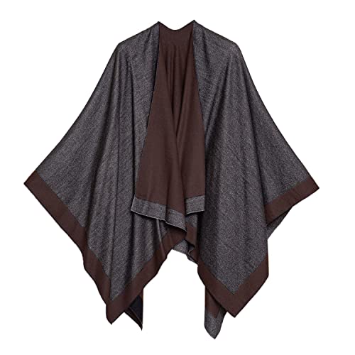 Women's Shawl Wrap Poncho Ruana Cape Cardigan Sweater Open Front for Fall Winter Spring (PC01-17) - Thumbnail 3