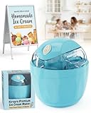 Small Ice Cream Machine, Home Mini Electric Maker for Kitchen, Family Treats, DIY One-Touch Single Serve Ice Cream Maker, Countertop Appliance for Individual Frozen Yogurt and Sorbet(Blue)