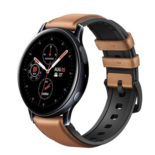 Pulseira de Couro Premium 20mm Compatível com Samsung Galaxy Watch 3 41mm / Galaxy Active 2 44mm / Galaxy Active 40mm / Galaxy Watch 42mm / Gear S2 / Gear Sport (Fivela Preta)