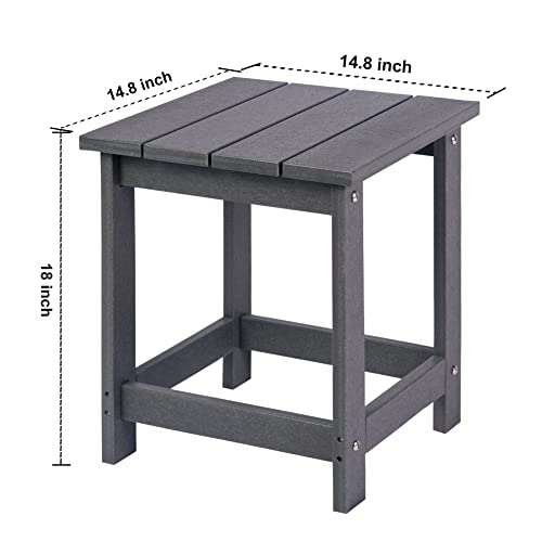 Lzrs Adirondack Square Side Table, Pool Composite Patio Table,Hdpe End Tables For Backyard,Pool, Indoor Companion, Easy Maintenance & Weather Resistant(Grey) #TOP2