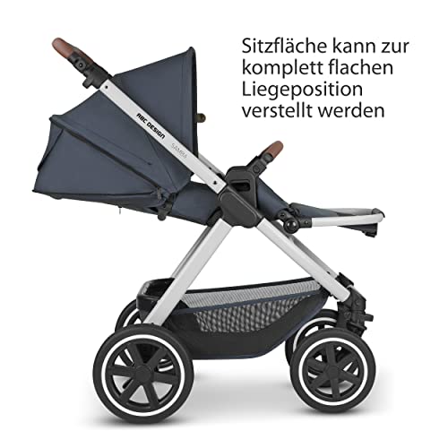 ABC Design Kinderwagen Samba Set - 2in1 Kombikinderwagen für Neugeborene & Babys - Kinderwagen Set inkl. Wickeltasche Urban & Neugeborenen Fußsack - Radfederung & Luftkammerräder - Farbe: lake