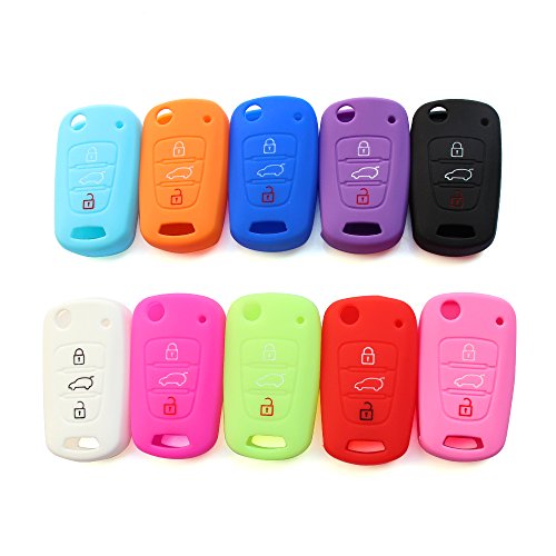 JessicaAlba 3 Buttons Remote Skin Jacket Silicone Cover Key Case Holder Bag Key Fob Skin Covers Replacement for KIA Sportage Optima Rio Soul K5 k2 Hyundai 30 i35