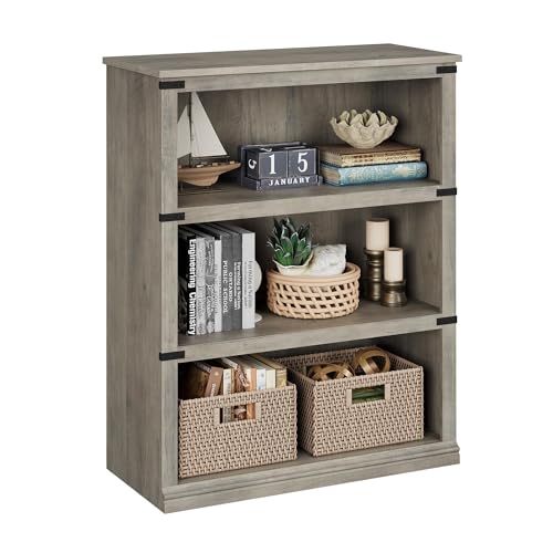 Hoguyexila 3 Tier Bookcase, Farmhouse Book Shelf with Storage Open