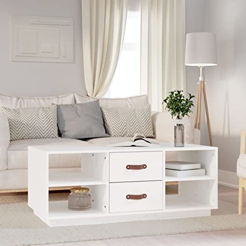 Table basse blanche en bois avec rangements pour optimiser un salon encombré - 2