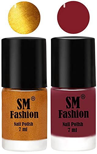 Image of Long Lasting Nail Polish | Nail Paint Combo 7 ml Each) - Set of 2 Golden-Lip